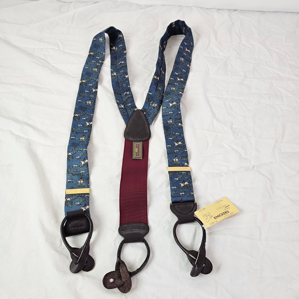 Trafalgar VTG NWT Fox Hunt Silk Braces Equestrian Button Suspenders LTD Edition